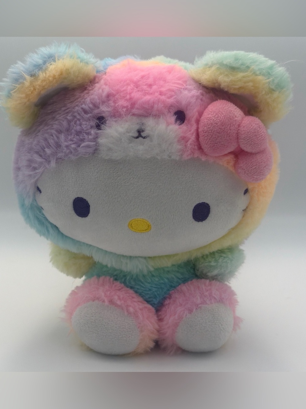 Fiesta Hello Kitty Multicolor Rainbow Sherbet Plush Stuffed Cat 9.5”